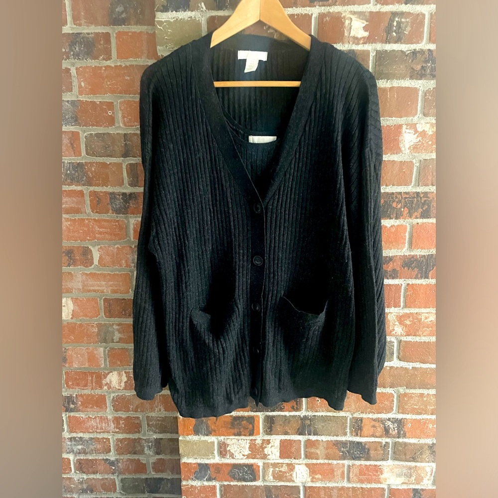 H&M charcoal oversized grey sweater set (bra and cardigan), size medium